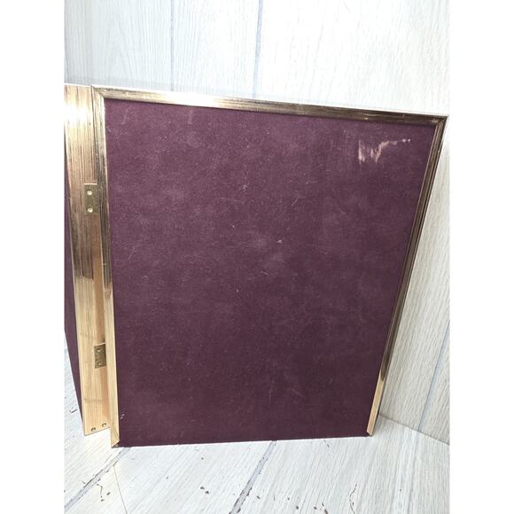 Vtg 70s Brass Standing Double Bifold Picture Frame Oval Matte Gold Tone 8x10 - Picture 5 of 10